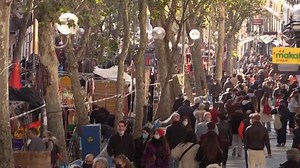 Drones fly over Madrid’s Rastro flea market to prevent overcrowding. The popular venue recently reopened after 8 months of closure at 50% capacity | Bloomberg Originals