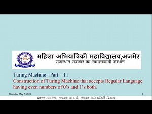 TM Part – 11 Construction of Turing Machine that accepts RL having even numbers of 0's and 1's both.