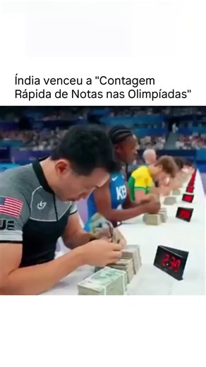 Planeta Misterioso | Curiosidades | A publicação compartilha um vídeo satírico gerado por IA que retrata um evento olímpico fictício de "contagem rápida de notas", onde um... | Instagram