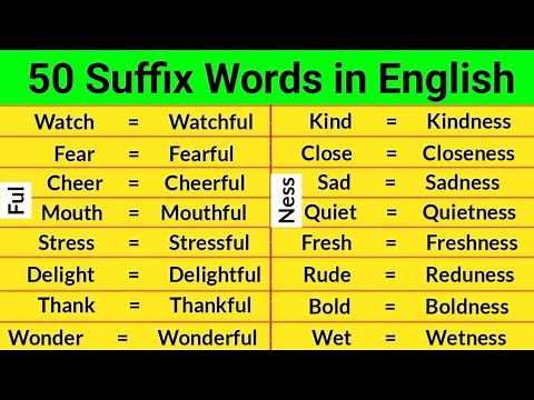 50 Suffix Words | Suffix Words in English | Suffix and Prefix