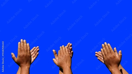 Hands Clapping on A Blue Screen Background: Clapping on Chroma Key Background