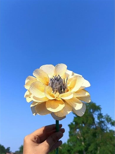 How to make a Dahlia from paper towels | Diy paper crafts #diy #craft #viralshort #rose #aesthetic