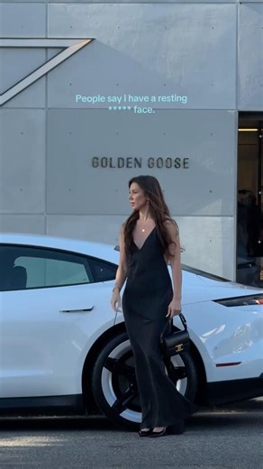 Outfit ideas for women spring summer 2026 backless dress and Celine bag with Porsche taycan