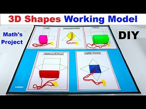 3d shapes working model using color paper and woolen thread - maths project tlm - craftpiller