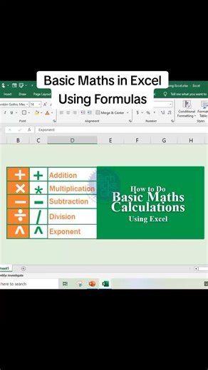 Basic Maths in Excel Using Formulas #insertformulas #addition #division #multipliation #subtraction #basicmathsinexcel #mutiplyinexcel #hinduformulas #mathematics #math # maths