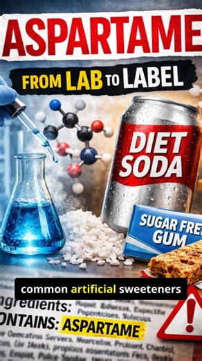 Aspartame is one of the most widely used artificial sweeteners in the world. It’s found in diet sodas, sugar-free gum, protein powders, and low-calorie foods. It’s approved for use — but many people don’t realize how often they’re consuming it or what it’s actually made from. This isn’t fear-mongering. It’s awareness. Follow to learn what else is hidden in the label. #aspartame #artificialsweetener #dietfoods #ingredientawareness #foodlabels