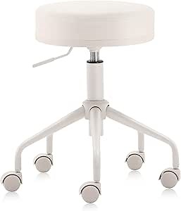 Pneumatic Swivel Rolling Stool Chair 503 Kai (Standard, Cream)