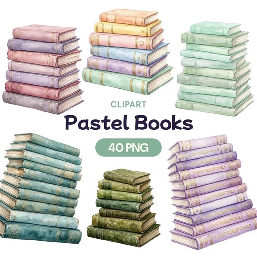 Pastel Book Clipart, Watercolor Stacked Books PNG, Light Academia Graphic, Reading Lover Art, Vintage Library Illustration - Etsy