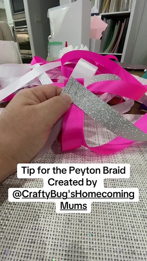 Tip for the Peyton braid @Crafty Bug's Homecoming Mums #mums #homecomingmum #homecomingmums #texashomecoming #homecoming