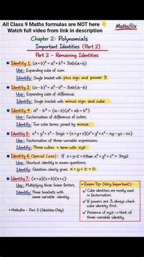 Class 9 Maths | ALL Formulas in One Video | Handwritten Notes | Mathsflix