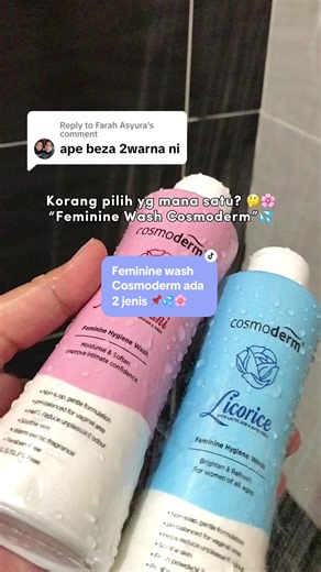 Replying to @Farah Asyura feminine wash Cosmoderm💦🌸 #femininewash #cosmodermfeminiwash