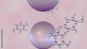 3d animation of Hydroquinone or HQ is also known as a melanin synthesis inhibitor and has antioxidant properties