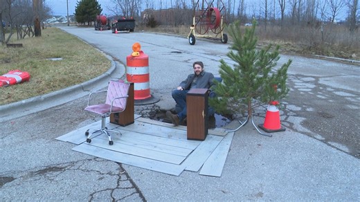 Jokes about the massive pothole in Grand Haven get attention from the city