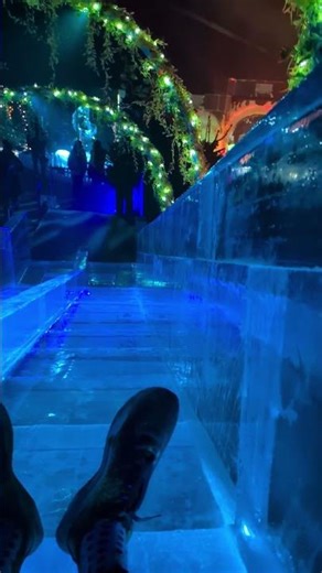 Slow motion kingdom of ice slide