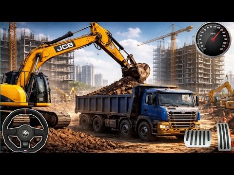 Massive JCB Loading Truck at Busy Construction Site 🚧 | Heavy Equipment Simulator USA