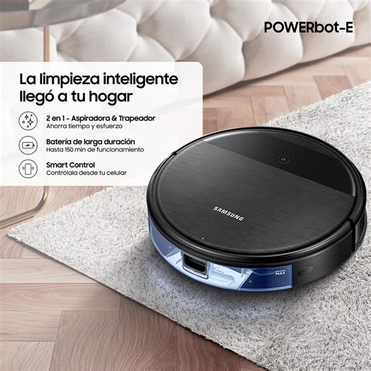 Dale la bienvenida a la aspiradora POWERbot-E y confíale la limpieza de tu casa. | Samsung