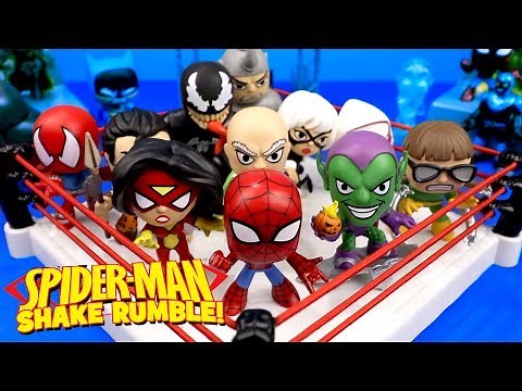 Spiderman Toys Shake Rumble Match with Mystery Minis Vulture & Venom // RUMBLE LEAGUE by KIDCITY