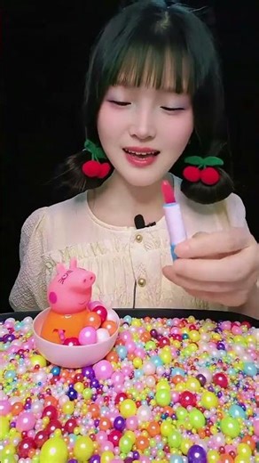 Crunchy ASMR Candy! Peppa Pig Lipstick Snacks for Kids #ASMR #KidsSnack #PeppaPig