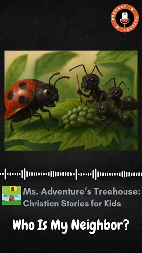 Our latest story released on Saturday - "Who Is Your Neighbor?" Lola the Ladybug is seeing red—literally. When a family of ants invades her beloved plant and blocks access to her favorite snack (aphids!), Lola loses her cool and zips off in a fury. But her angry flight ends in disaster: she crashes into a tree hollow and finds herself stuck, injured, and alone. But this isn’t just any tree hollow. It’s the office of the legendary woodland doctor, Dr. Croakswell. Lola calls out for help from ever