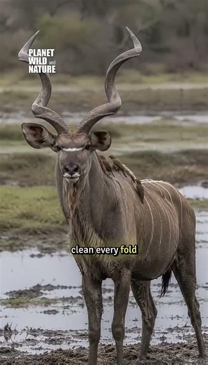 Kudu Gets Relief 🦌🐦 #wildlife #wildlifeentertainment #mammals