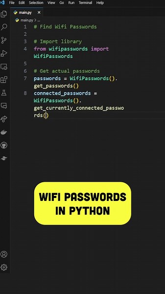 Find WiFi Passwords with Python📶#python #coding #wifi #programming