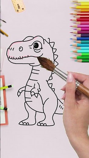Draw and Colour a Cute T-Rex 🦖🎨 | Easy Dinosaur Drawing for Kids #TRex #dinosaursforkids #dinosaur