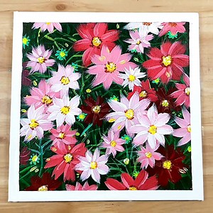 Cosmos Flowers Acrylic Painting #art #artist #artwork #acrylic #painting #eldrawingarts #paintingartwork #acrylicpainting #flowerpainting | El Drawing Arts