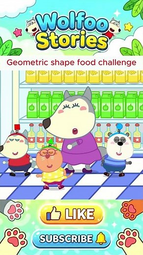Geometric Shape Food Challenge - Kids learns shape #WolfooStories #shortsviral
