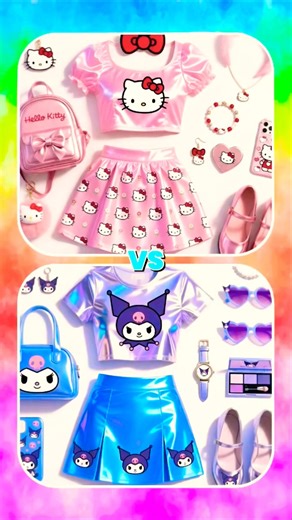 Kuromi 💜 vs Hello Kitty 🩷 #pink #purple #lisaorlena Lisa Or Lena #kuromi #hellokitty #tiktok #viral