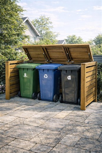 Triple Trash Bin Enclosure Plans – Diy Outdoor Wooden Garbage Storage Shed Pdf - Etsy Canada