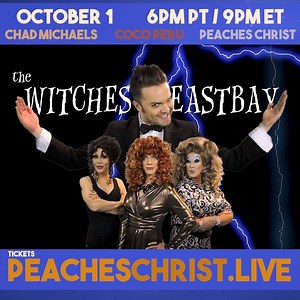 1.7K views · 61 reactions | Join Peaches, Coco, & Chad for this online screening of their stage-show spectacular on Oct. 1st. The witches will share behind-the-scenes stories and do an audience Q&A as part of the event. The show also start Thomas Dekker as Daryl and is dedicated to the memory of their brilliant co-star Peggy L'eggs. Tickets are at peacheschrist.love. | Peaches Christ | Facebook