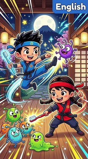 Ninja Brush! 🥷🦷 Chop the Sugar Bugs! #shorts