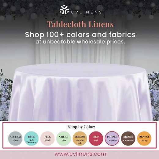 Shop our top rated premium tablecloths in 100 colors & fabrics and enjoy free next-day shipping and returns! | CV Linens