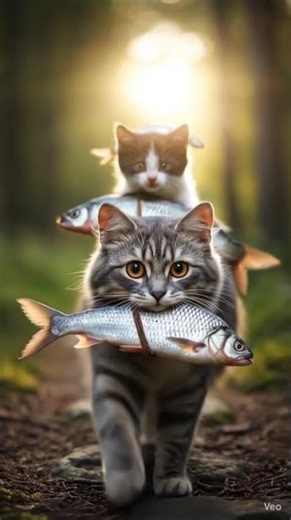 “Cute Cat & Kitten Catch Fish 🐱🎣” #shorts #viralshorts #explorepage #viral #shortvideo #aivideo