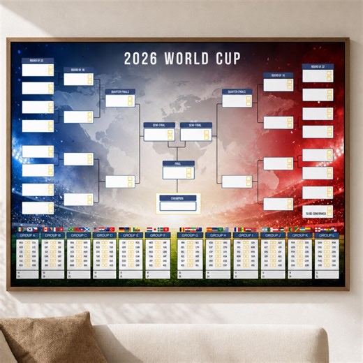 World Cup 2026 Poster Bracket Printable PDF   Canva Group Stage Schedule Soccer Tracker Wall Chart A3 Gift Foot, Football - Etsy