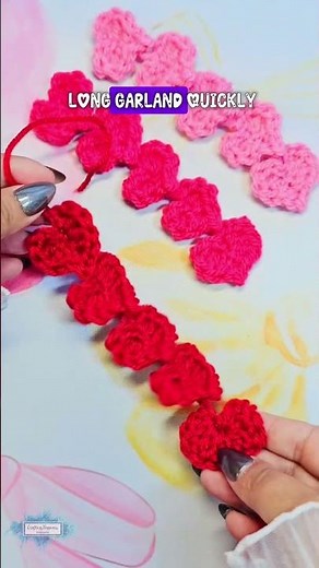 Make a quick Crochet Heart Garland for your home #crochet