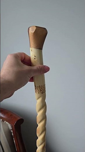 beautiful cane carved from hardwood. #woodworking #wood #walkingstick
