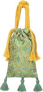 KUOIN Medieval Drawstring Coin Jewelry Pouch Renaissance Waist Bag Purse with Tassels (B)