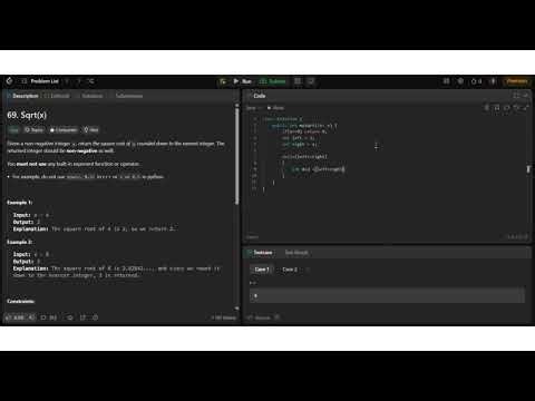 Sqrt(x) || Leetcode #69 || Java || Problem solved