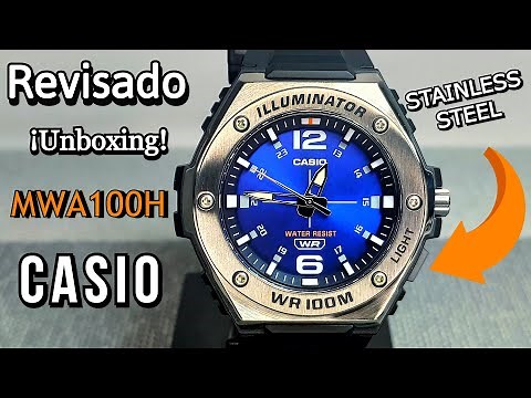 Unboxing y revisado del Casio MWA-100H reloj analógico de cuarzo con carcasa de acero inoxidable.
