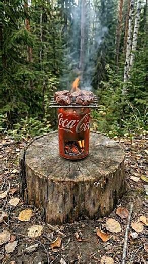DIY Mini Grill Using a Soda Can#shortsviral