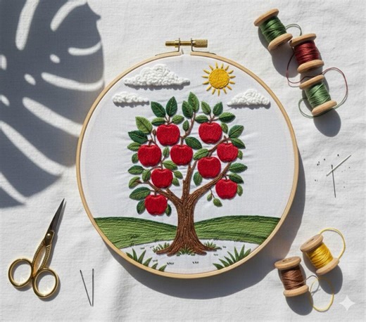 Apple Tree Embroidery Pattern, Tree Hand Embroidery PDF - Etsy