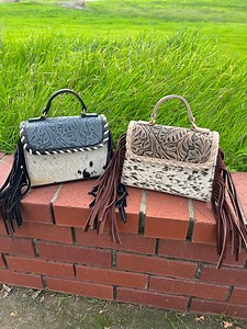 Fringe Tooled Cowhide Leather Hand Purse - Etsy