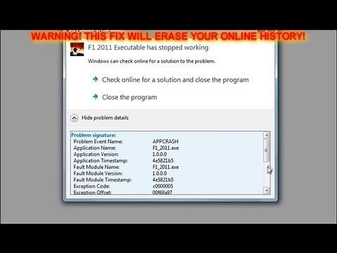 HOW TO FIX F1 2011 "EXECUTABLE HAS STOPPED WORKING" HD