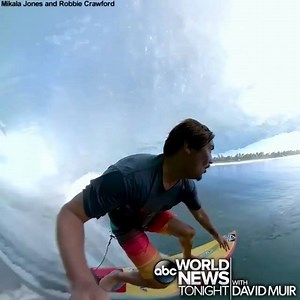 WAVE WIPE OUT: Newly-released GoPro video captures a 360 degree view of a wipe out as surfer Mikala Jones from Oahu rides a wave off the coast of Mexico in January. https://abc7ne.ws/2Xxe5YC | ABC World News Tonight with David Muir