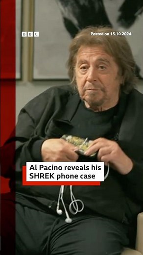 Why does Al Pacino have Shrek on his phone case? #AlPacino #Shrek #BBCNews