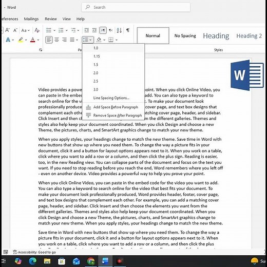 Adjust your line spacing in MS Word