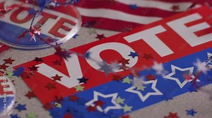 VOTE banners buttons and confetti election