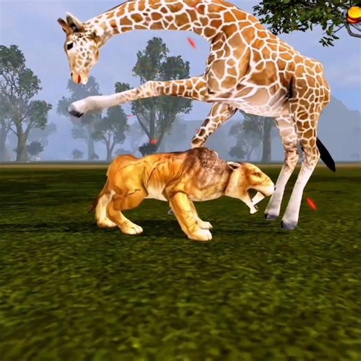 Sabertooth vs Giant Giraffe! 🐯🦒 Epic Battle to the Death! #shorts