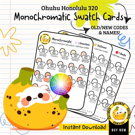 Ohuhu Honolulu 320 Color Swatch Chart (digital Download) - Etsy